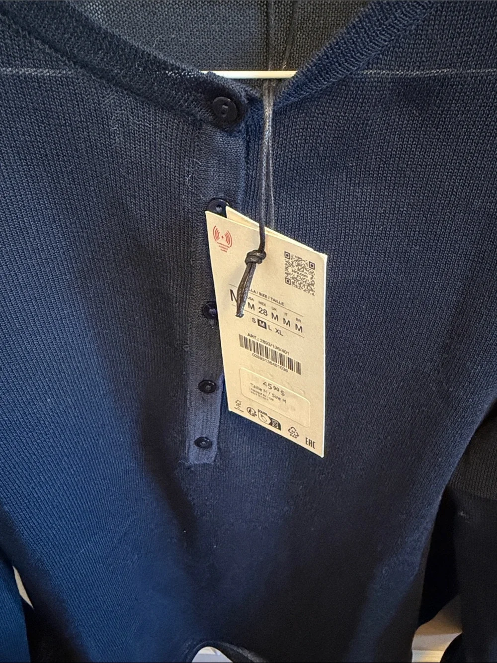 Zara women’s  Dark Navy Long-Sleeve top new with tags - Picture 5 of 5